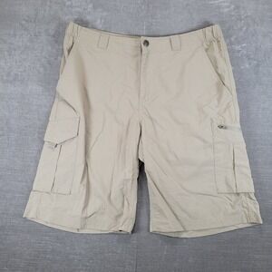 Columbia Omni-Shade Cargo Shorts Mens 38 Tan Beige Nylon Hiking Utility 12L
